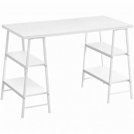 CLEAN CHOICE 48 in. Wood Top Sawhorse Computer Desk - White & White Metal CL2618270